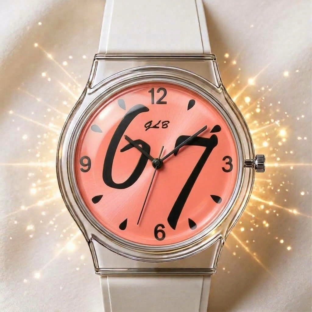 Orologio Six Seven ROSE, dettaglio dei riflessi del quadrante rosa