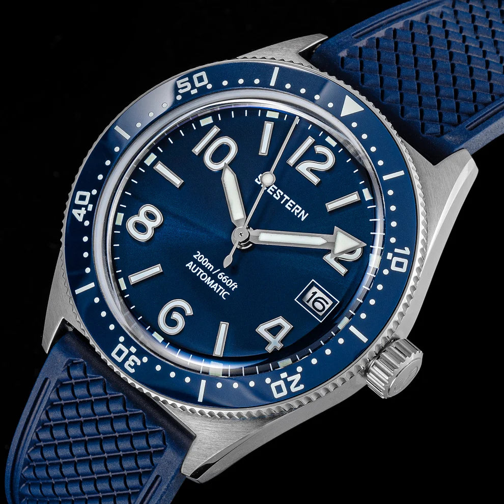 Orologio meccanico automatico subacquo Seestern Blu