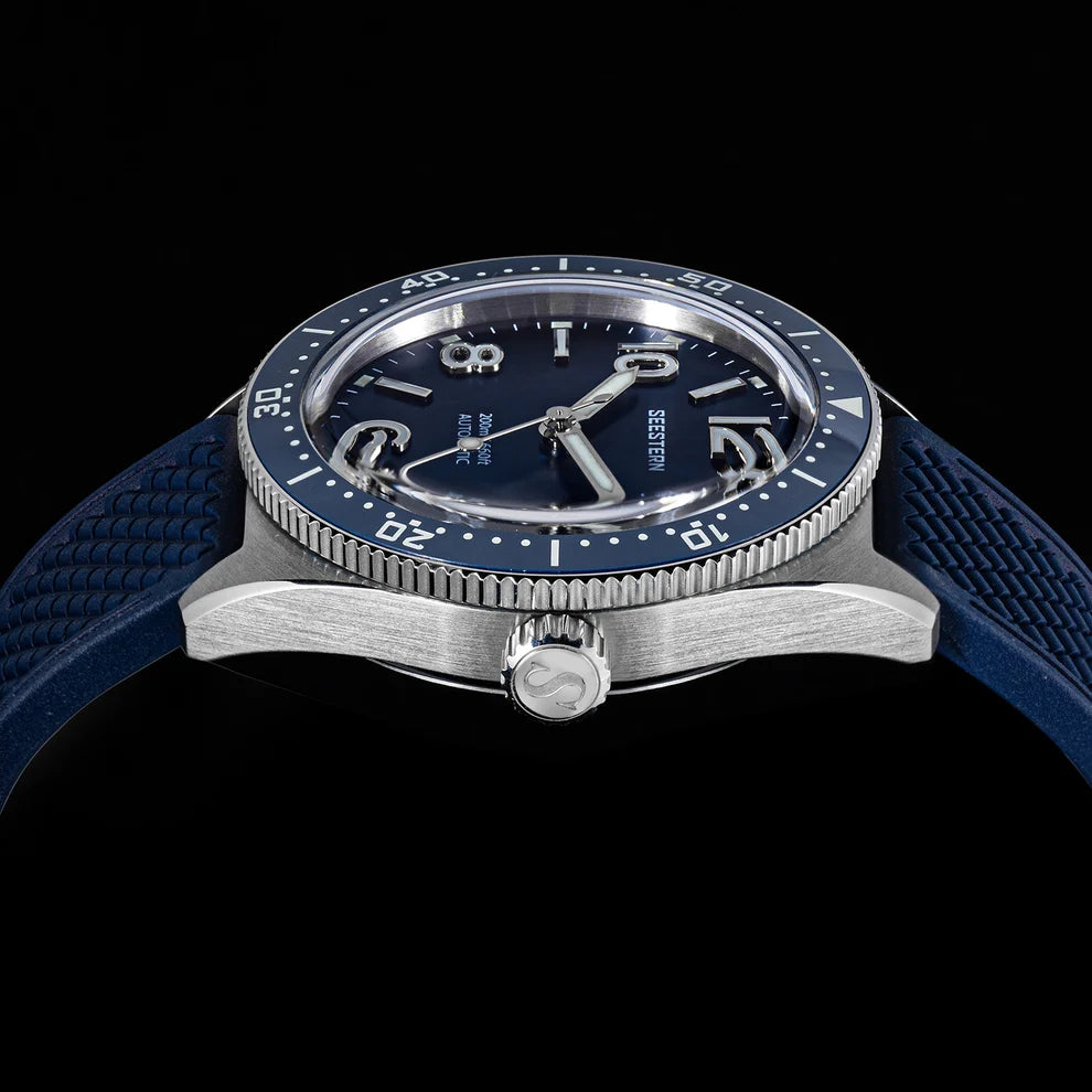 Orologio meccanico automatico subacquo Seestern Blu