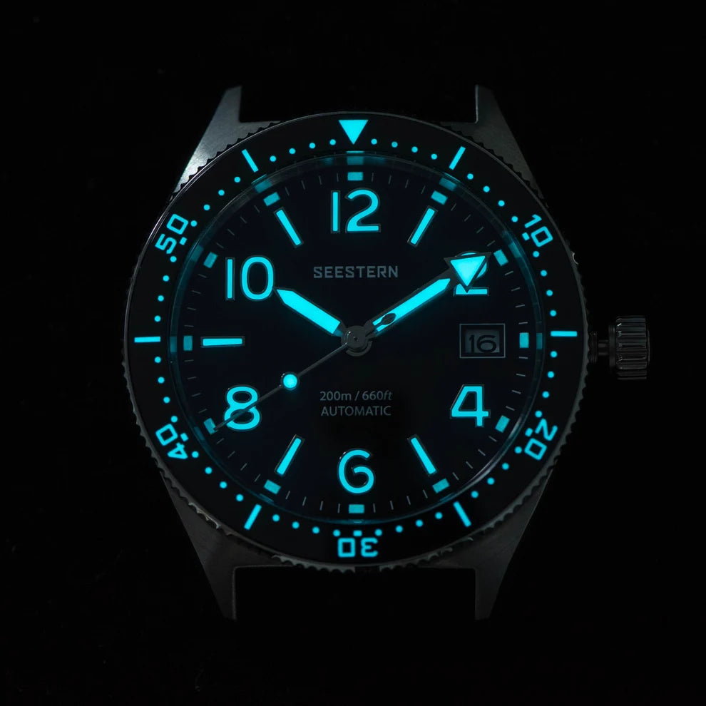 Orologio meccanico automatico subacquo Seestern Blu